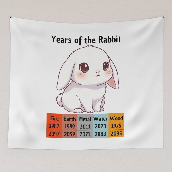 Item preview, Chinese Zodiac Rabbit Years | Fluffy Animal Artwork designed and sold by Pets & Memes & Stuff.