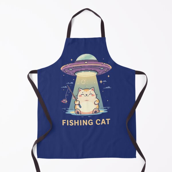 Item preview, Kawaii Fishing Cat Abducted by Alien UFO – Cute Space Cat Illustration designed and sold by Tomasz  Siennicki.