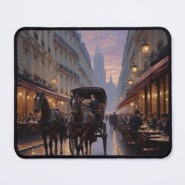 Item preview, Twilight Arrival — A Hansom Cab on Parisian Cobblestones designed and sold by Rees Pearse.