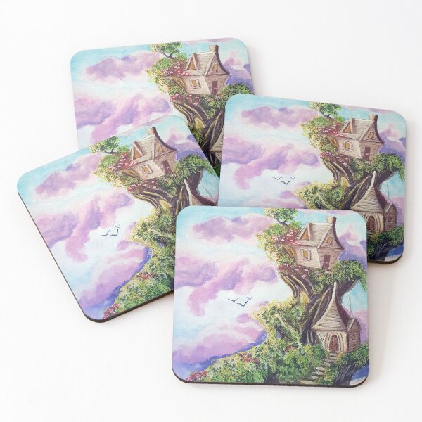 Item preview, Cute fairy homes with pink clouds designed and sold by ZiehrArt.