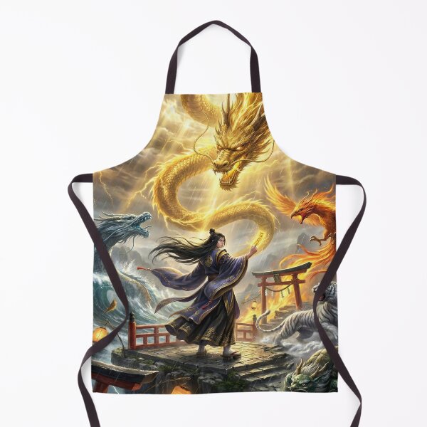 Item preview, Summoner of the Five Divine Beasts — Golden Dragon, Azure Serpent, Vermilion Phoenix, White Tiger & Black Tortoise | Japanese Myth Art | Mori no Akari designed and sold by Mori-no-Akari.