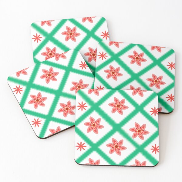 Item preview, Modern Floral Geometric Pattern – Red Flower Diamond Grid Design designed and sold by HopeAndHustle.