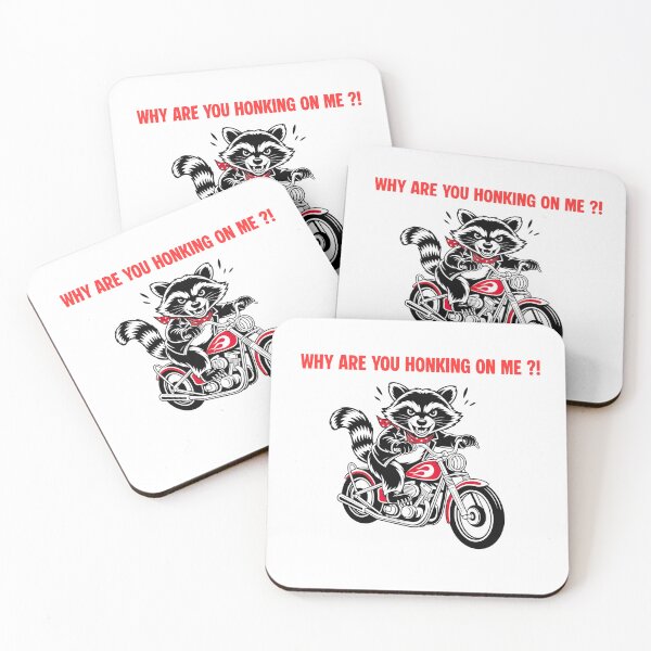 Item preview, Angry raccon at the motorcycle "Why are you honking on me?!" designed and sold by Chris-graphics-art.