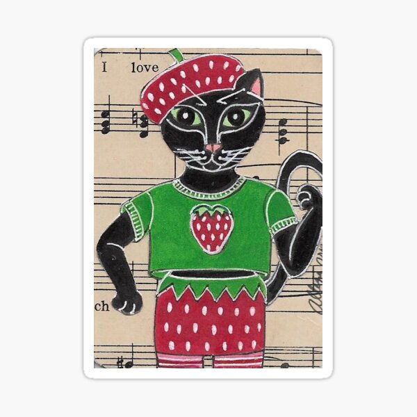 Vista previa del artículo con la obra «2017 Black Cat Casual Strawberry Beret & amp; Minifalda de BRIDEOFHYDE», diseñado y vendido por BRIDEOFHYDE.