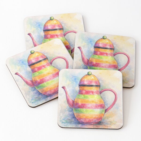 Item preview, Rainbow Striped Teapot | Hand Painted Watercolor Art designed and sold by Pacika.