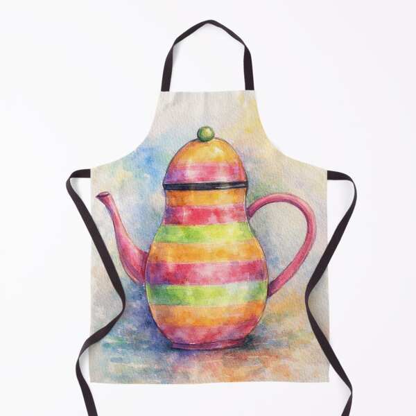 Item preview, Rainbow Striped Teapot | Hand Painted Watercolor Art designed and sold by Pacika.