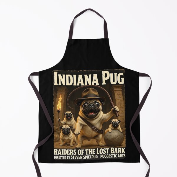 Item preview, Indiana Pug – Raiders of the Lost Bark Funny Dog Parody designed and sold by Nerd Army.
