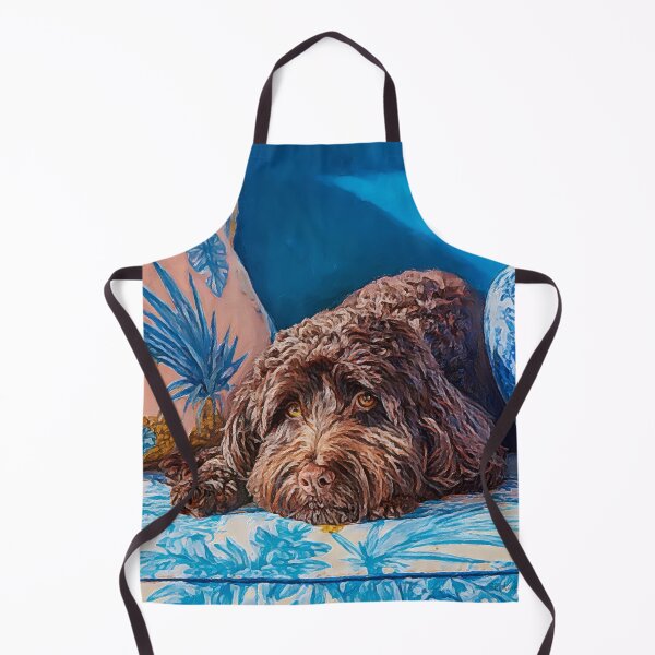 Item preview, Chocolate cockapoo dog in indigo room designed and sold by SophieClimaArt.