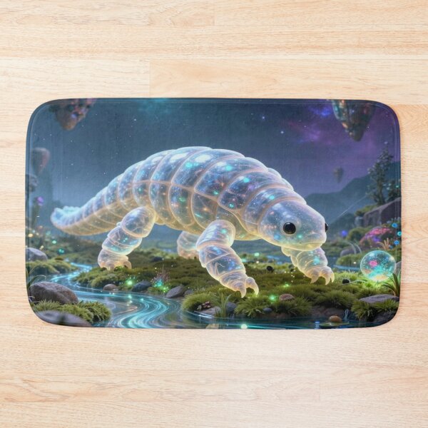 Item preview, Giant Tardigrade Wanderer – cosmic fantasy creature in glowing surreal landscape full of magic designed and sold by FotoworldEdel.