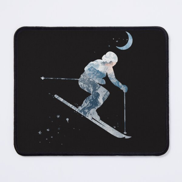 Item preview, Moonlit Skier Silhouette Double Exposure Art - Night Skiing Mountains designed and sold by TitanRN.