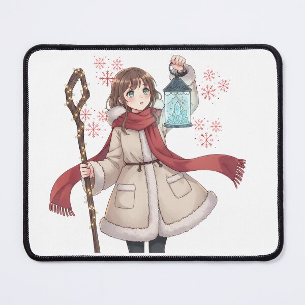 Item preview, Kawaii Anime Christmas Girl Winter Lantern Magic Staff - Adorable Chibi Holiday Glow Sticker Art Print designed and sold by wellie-chic.