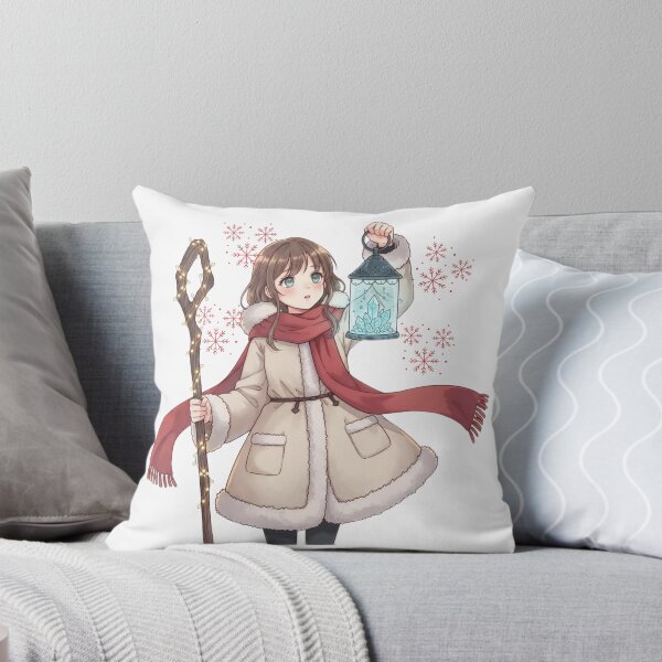 Item preview, Kawaii Anime Christmas Girl Winter Lantern Magic Staff - Adorable Chibi Holiday Glow Sticker Art Print designed and sold by wellie-chic.