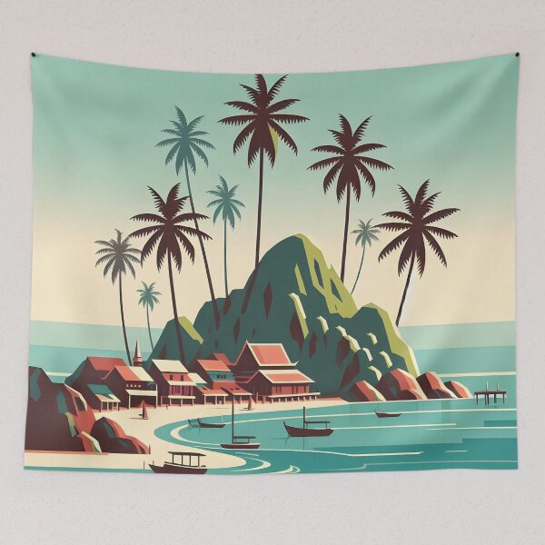 Item preview, Serene Minimalist Illustration of Ko Samui Island, Thailand designed and sold by inkNext.