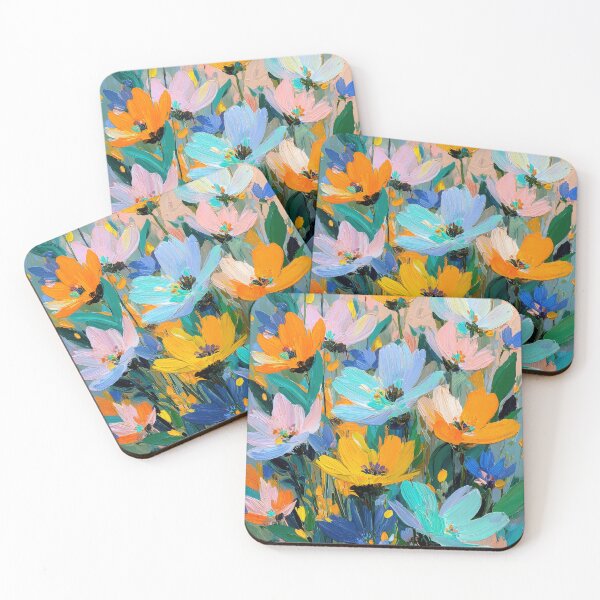Item preview, Colorful bouquet: Abstract impasto on green designed and sold by ArtHouseNiklas.