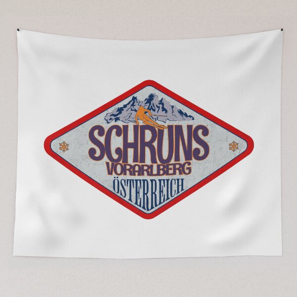 Item preview, Schruns, Vorarlberg, Osterreich, Austria, Vintage skiing badge design designed and sold by Wanderful-roads.