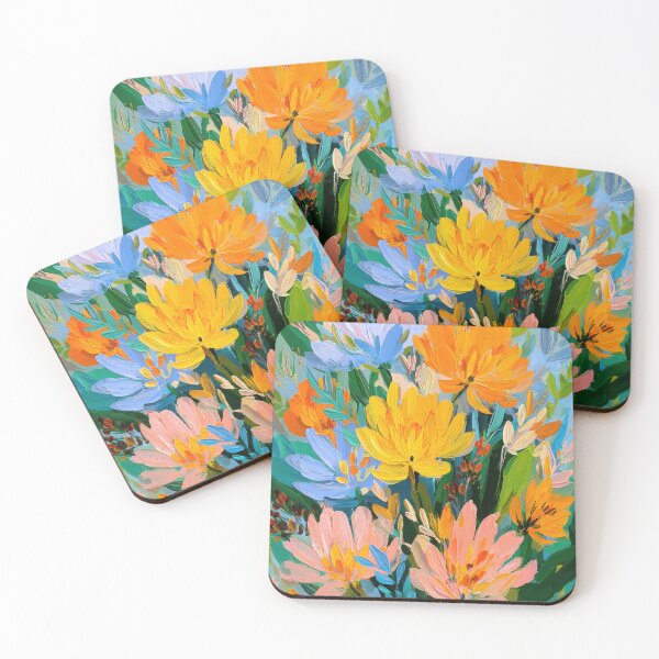 Item preview, Energetic sea of flowers: Yellow, orange & pink designed and sold by ArtHouseNiklas.