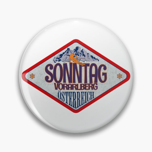 Artikelvorschau, Sonntag, Vorarlberg, Österreich, Österreich, Vintage-Skiabzeichen-Design entworfen und verkauft von Wanderful-roads.