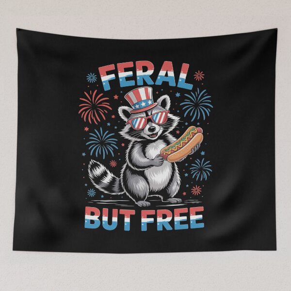 Item preview, Feral But Free 4Th Patriotic Raccoon designed and sold by HeinzanoWeno.