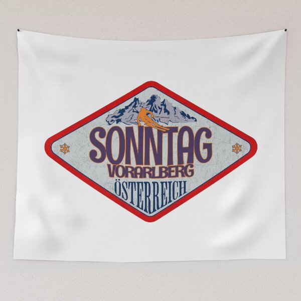Item preview, Sonntag, Vorarlberg, Osterreich, Austria, Vintage skiing badge design designed and sold by Wanderful-roads.