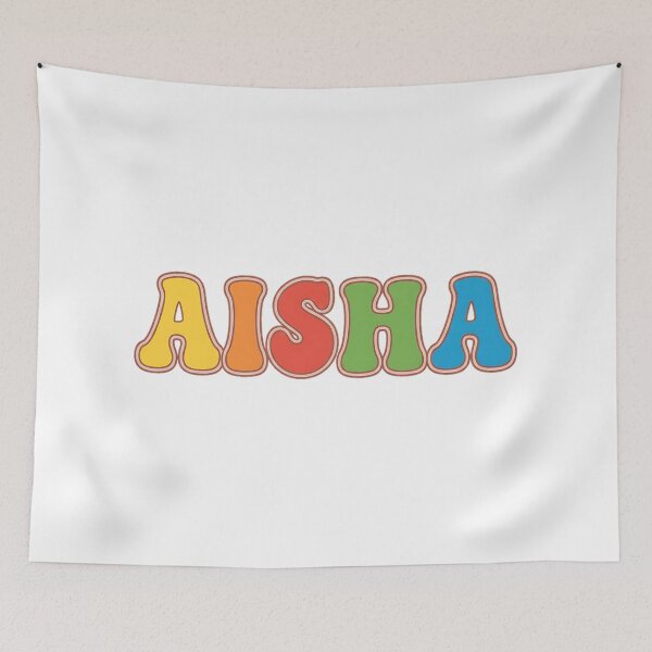 Item preview, ❤️ Aisha Personalized Name Wavy Retro Shirt, Coffee Mug, Sticker Gift designed and sold by HelixPedia.