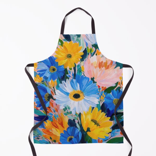 Item preview, Abstract floral splendor: Blue & yellow on pink designed and sold by ArtHouseNiklas.