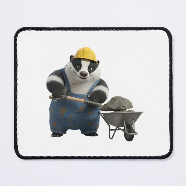 Item preview, Cute Badger Construction Worker With Wheelbarrow Shovel designed and sold by vk09.