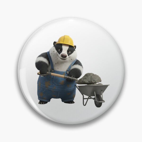 Item preview, Cute Badger Construction Worker With Wheelbarrow Shovel designed and sold by vk09.