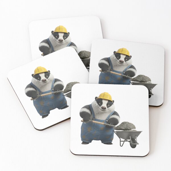 Item preview, Cute Badger Construction Worker With Wheelbarrow Shovel designed and sold by vk09.
