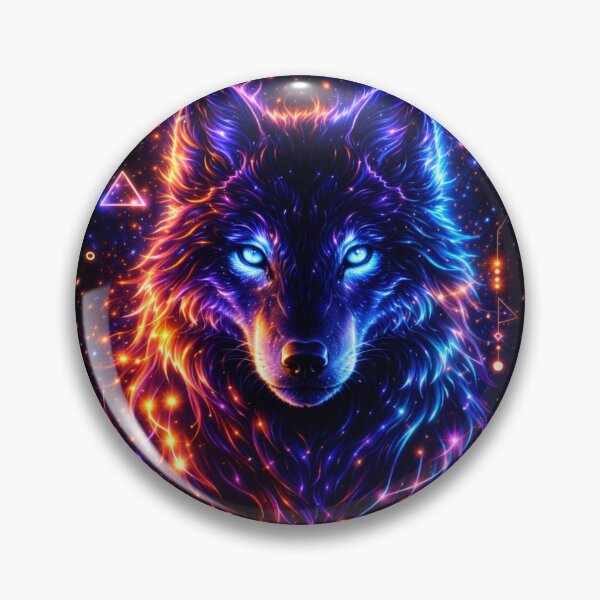 Artikelvorschau, Neon Wolf Spirit – Cyberpunk Fantasy Tierkunst entworfen und verkauft von GoldenDreamGallery.