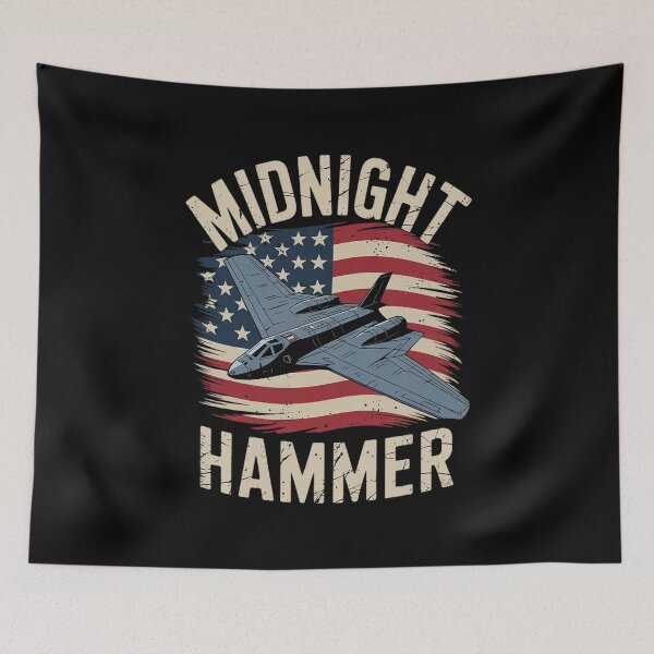 Item preview, Midnight Hammer B-2 Stealth Jet Operation USA Flag  designed and sold by RuthGAArt.