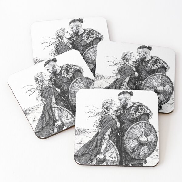 Item preview, Viking Shieldmaiden and Warrior Romantic Illustration designed and sold by The KarmIQsphere Collective.