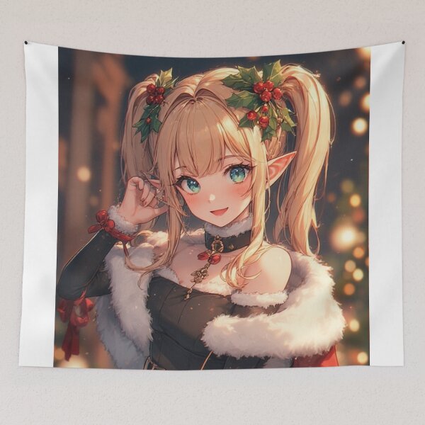 Item preview, Anime elf girl celebrating Christmas designed and sold by ArtsJulian.