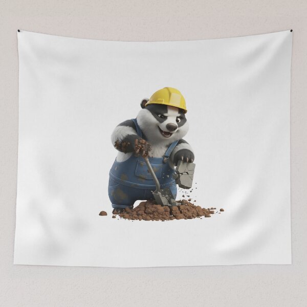 Item preview, Cute Badger Construction Worker Digging With Shovel designed and sold by vk09.