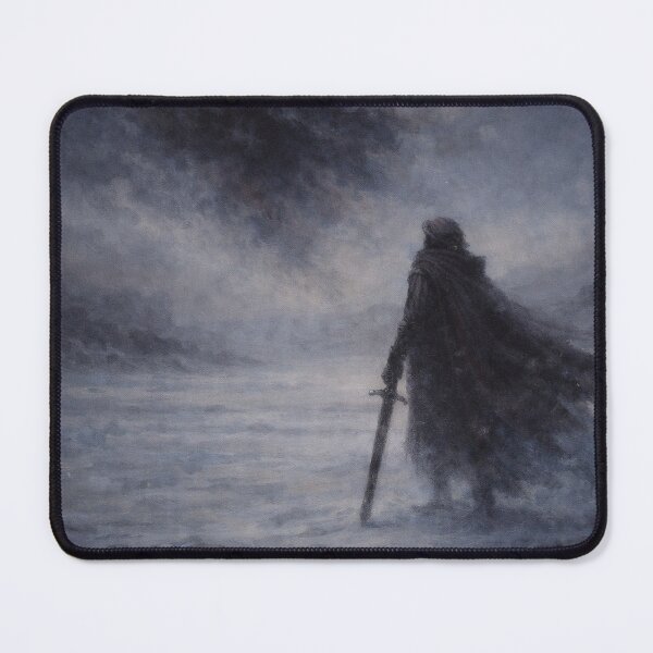Item preview, Solitary Knight in the Fog – Dark Fantasy Oil Painting designed and sold by Visualynx.