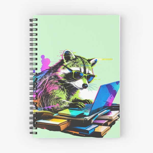 Item preview, Cyberpunk Raccoon Programmer Glitch Art | Neon 80s Synthwave Hacker Design designed and sold by Cherrydora.