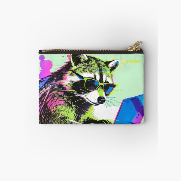 Item preview, Cyberpunk Raccoon Programmer Glitch Art | Neon 80s Synthwave Hacker Design designed and sold by Cherrydora.