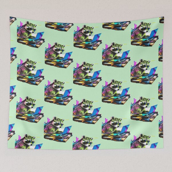 Item preview, Cyberpunk Raccoon Programmer Glitch Art | Neon 80s Synthwave Hacker Design designed and sold by Cherrydora.