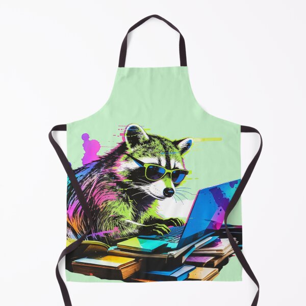 Item preview, Cyberpunk Raccoon Programmer Glitch Art | Neon 80s Synthwave Hacker Design designed and sold by Cherrydora.