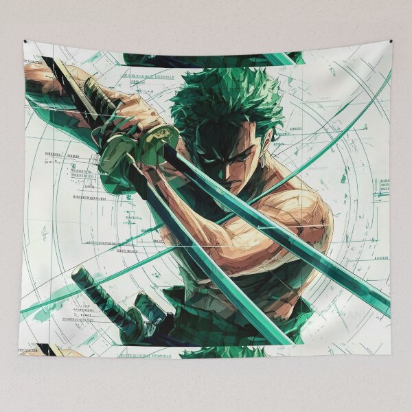 Item preview, Three-Sword Samurai | Epic Green-Haired Anime Swordsman Action designed and sold by Dyan4.