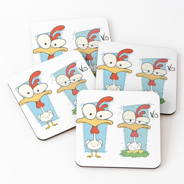 Item preview, Funny Cartoon Chicken Duo - Surprised and Tired Hen on Eggs Humor Design designed and sold by DesignArtist.ia.