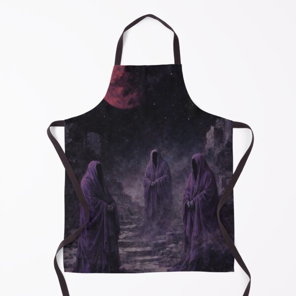 Item preview, Three Veiled Figures Beneath a Red Moon – Symbolic Dark Fantasy Oil Painting designed and sold by Visualynx.