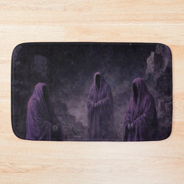 Item preview, Three Veiled Figures Beneath a Red Moon – Symbolic Dark Fantasy Oil Painting designed and sold by Visualynx.