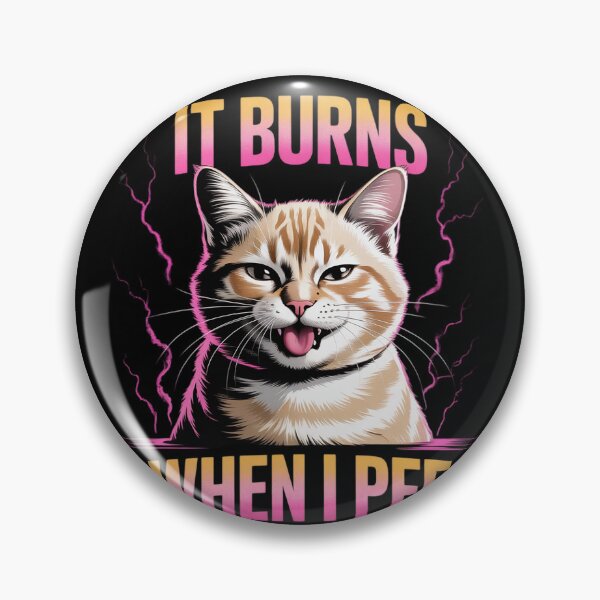 Item preview, It Burns When I Pee Funny Silly Cat Meme Vintage Animals Men  designed and sold by RuthGAArt.
