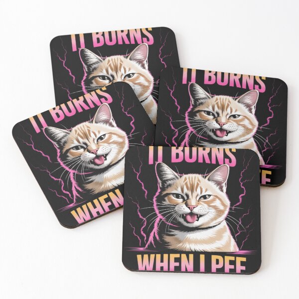 Item preview, It Burns When I Pee Funny Silly Cat Meme Vintage Animals Men  designed and sold by RuthGAArt.