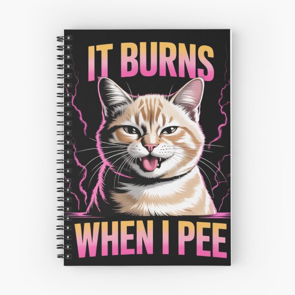 Item preview, It Burns When I Pee Funny Silly Cat Meme Vintage Animals Men  designed and sold by RuthGAArt.