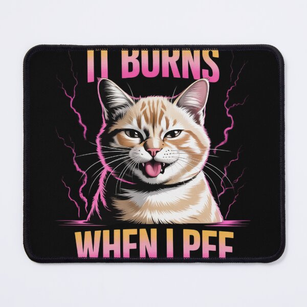 Item preview, It Burns When I Pee Funny Silly Cat Meme Vintage Animals Men  designed and sold by RuthGAArt.