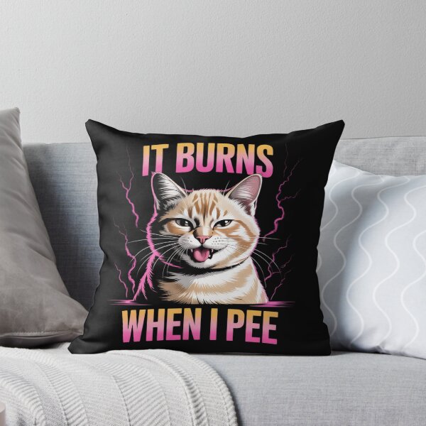Item preview, It Burns When I Pee Funny Silly Cat Meme Vintage Animals Men  designed and sold by RuthGAArt.
