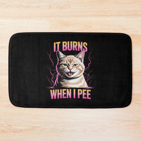 Item preview, It Burns When I Pee Funny Silly Cat Meme Vintage Animals Men  designed and sold by RuthGAArt.