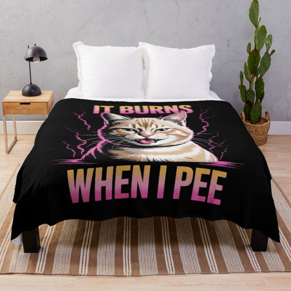 Item preview, It Burns When I Pee Funny Silly Cat Meme Vintage Animals Men  designed and sold by RuthGAArt.