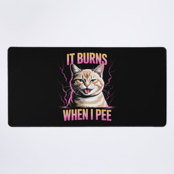 Item preview, It Burns When I Pee Funny Silly Cat Meme Vintage Animals Men  designed and sold by RuthGAArt.